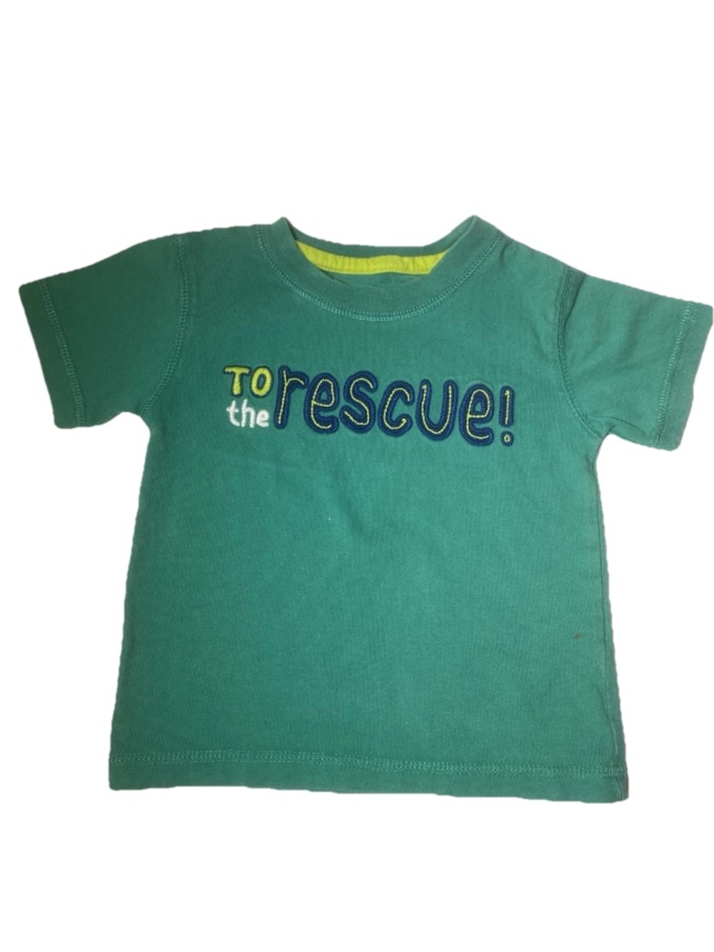 Kids Green 'To the Rescue!' Graphic Tee 100% Cotton preshrunk 12-18 Months